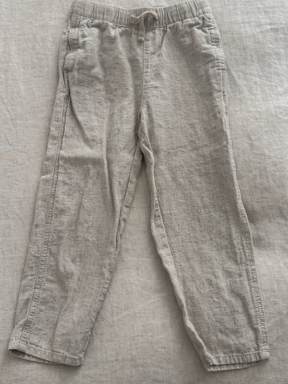 H&M Natural Beige Linen-Blend Drawstring Pants